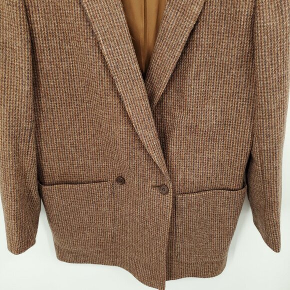 VTG Peabody House 100% Wool Tweed Long Line Blazers 10 Brown/Tan - Picture 7 of 16